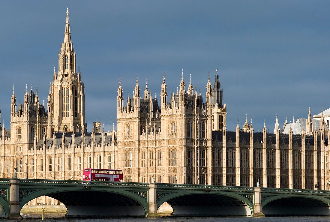 The Westminster Bridge and Houses of Parliament, London, England