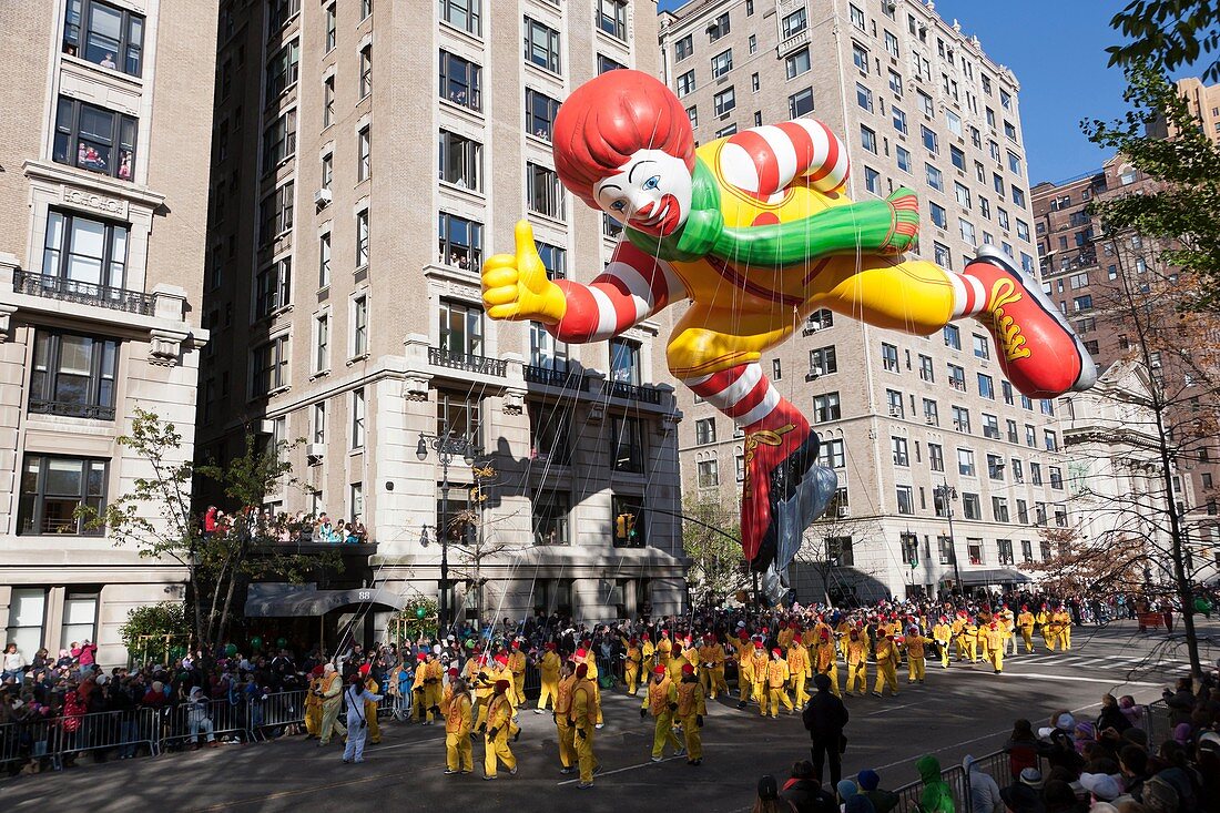 The Ronald McDonalad helium filled balloon floats overhead during the annual Macy´s Thanksgiving Day Parade on Thursday, November 24, 2011 in New York City, New York, USA
