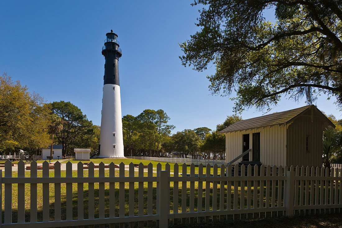 Historic lighthouse in Hunting Island State Park in the Beaufort area of South Carolina