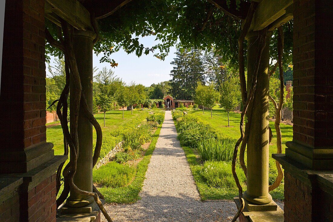 Gardens at the Vanderbilt Mansion National Historic Site in the Hudson Valley in Hyde Park, New York