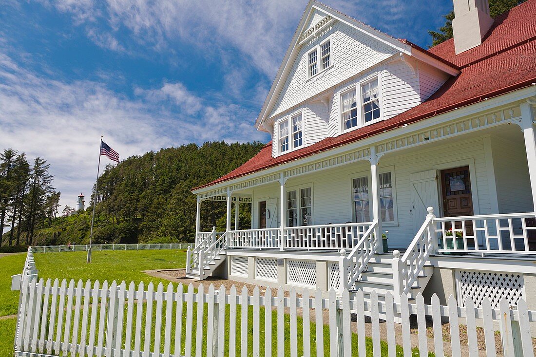 Lightkeepers House built in 1893 at Heceta Head Lighthouse on the Pacific Ocean coast of Oregon