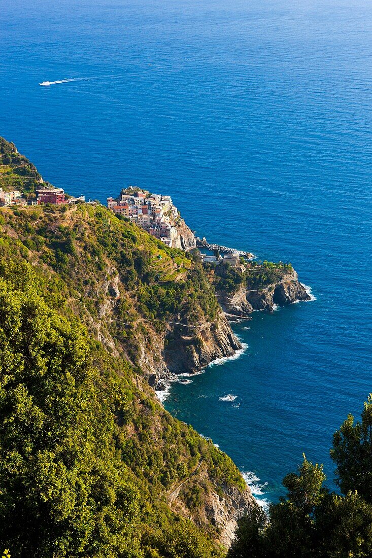 Manarola view from Volastara, Cinque Terre National Park, Province of La Spezia, Liguria, Italy, Europe