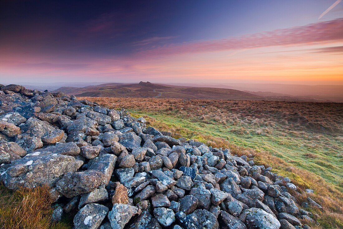 View from Rippon Tor towards Haytor Rocks, Dartmoor National Park, Ilsington, Devon, England, UK, Europe