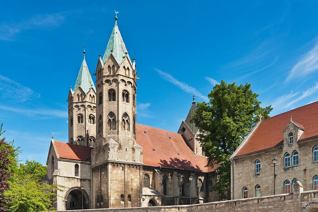The St Mary´s Church is a late Romanesque three-aisled basilica dating back to 1225 and recalls in its construction of the Naumburg Cathedral Freyburg Unstrut, Saxony Anhalt, Germany, Europe