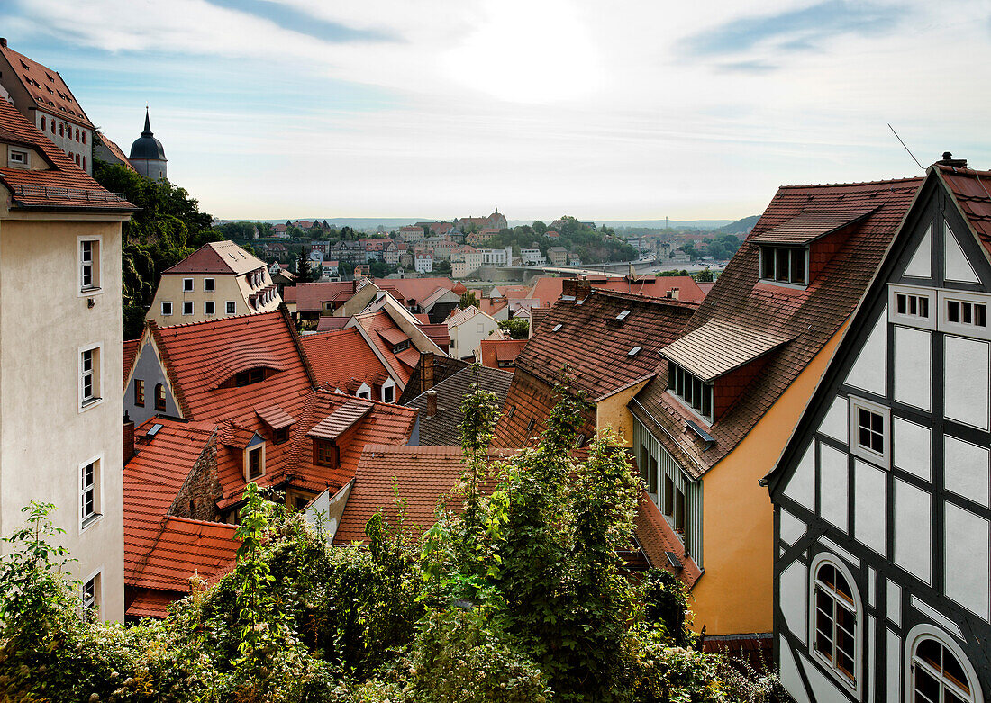 View from the Burgberg over the old town, Meissen, Saxony, Germany, Europe