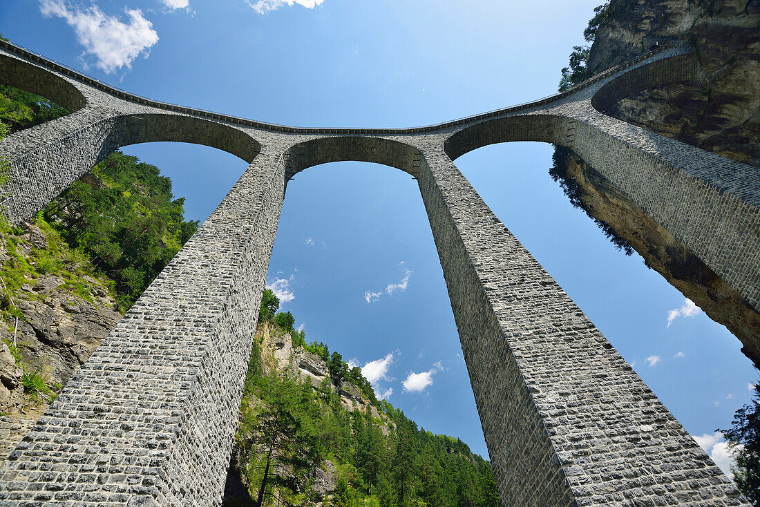 Landwasser-Viaduct, Rhaetian Railway, Albulabahn, UNESCO World Heritage Site Rhaetian Railway, Grisons, Switzerland