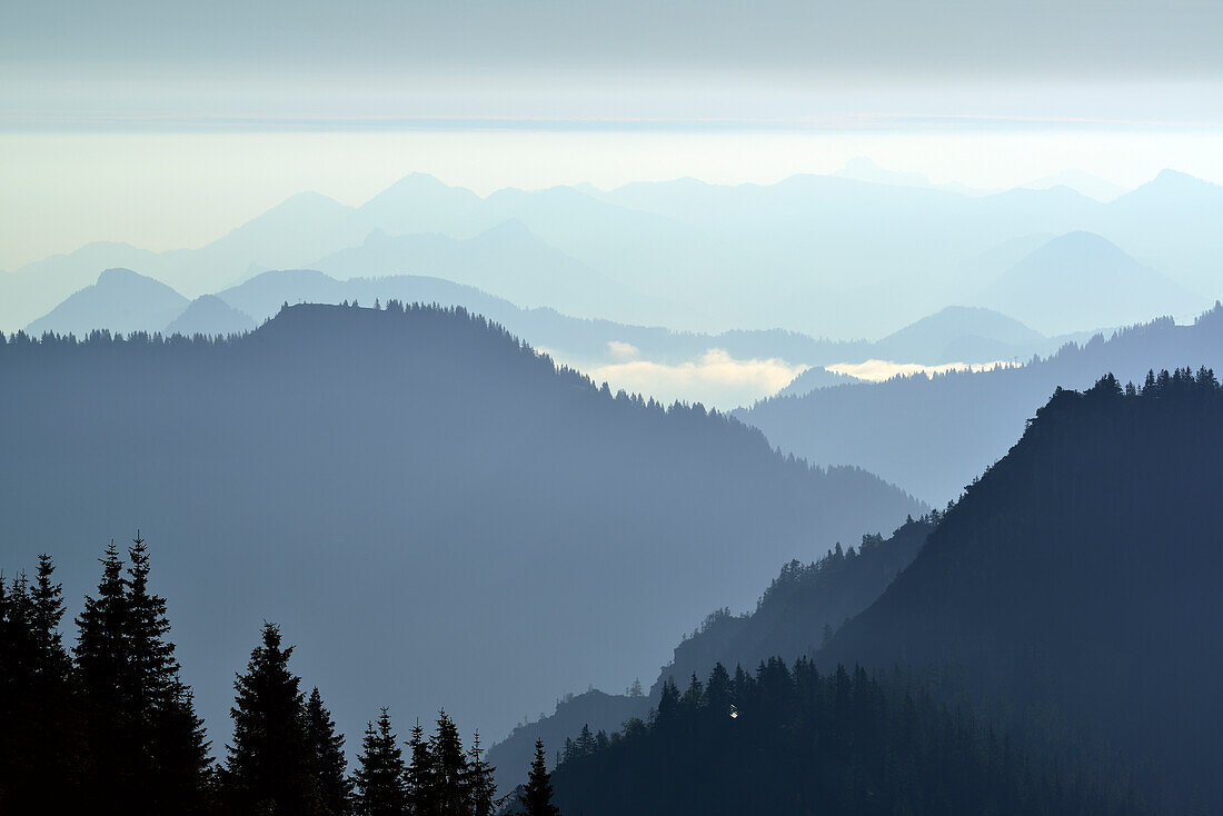 Chiemgauer Alpen von der Rotwand, Rotwand, Spitzinggebiet, Bayerische Alpen, Oberbayern, Bayern, Deutschland