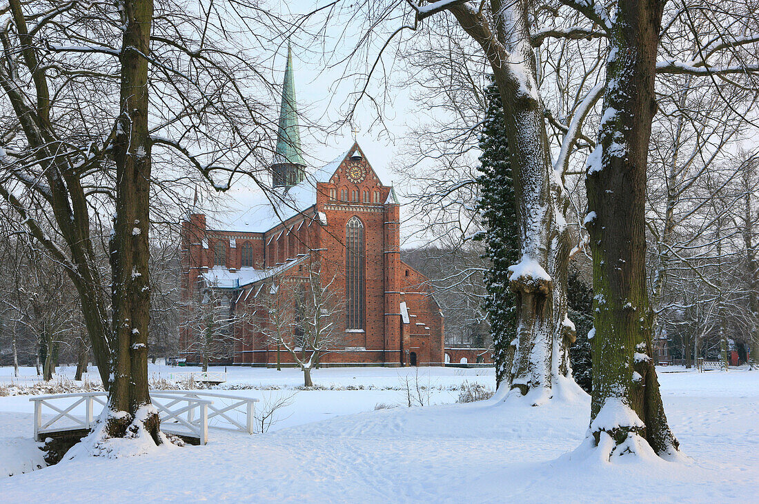 The minster in winter, Bad Doberan, Mecklenburg Western Pomerania, Germany, Europe