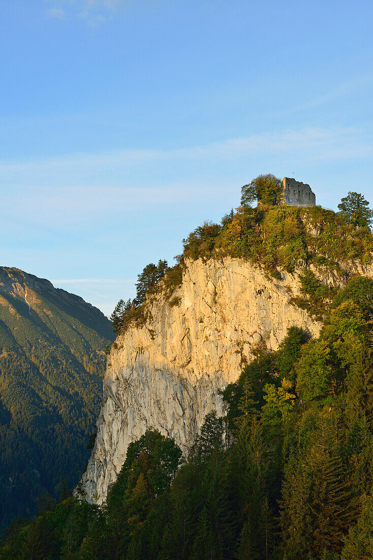 Falkenstein with ruins of castle Falkenstein, Falkenstein, Allgaeu range, Allgaeu, Swabia, Bavaria, Germany