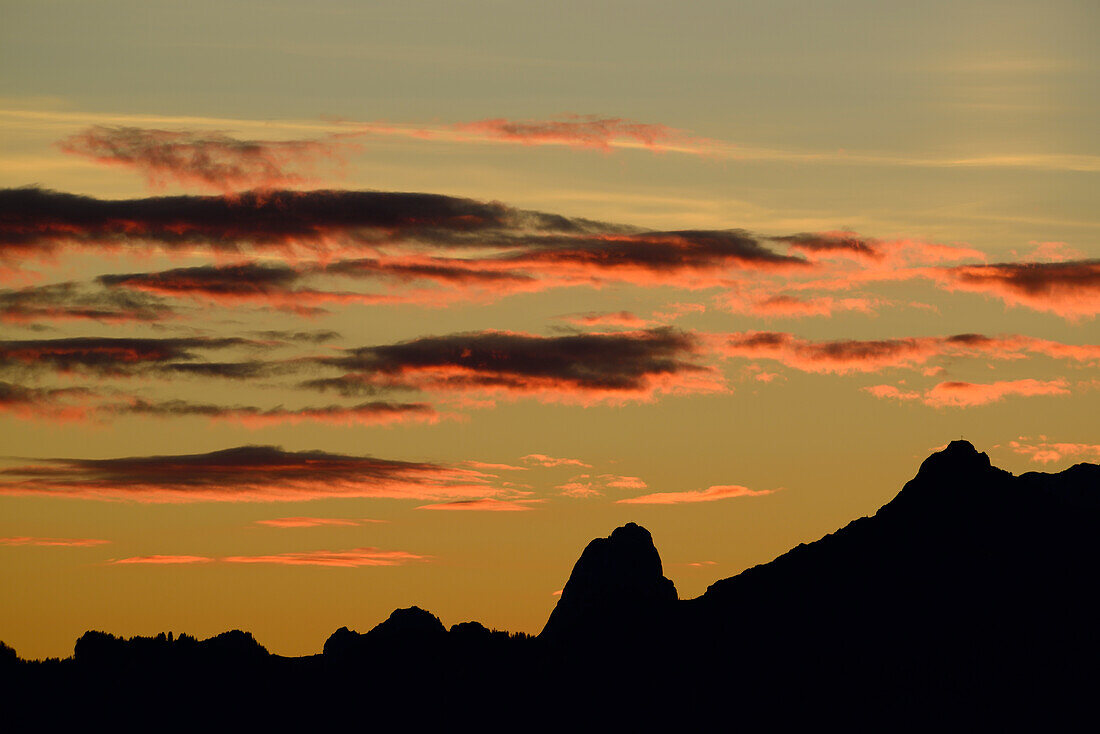 View from Falkenstein towards Ammergau range, Falkenstein, Allgaeu range, Allgaeu, Swabia, Bavaria, Germany