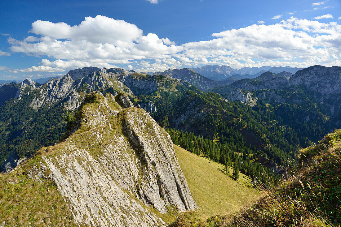 Ammergauer Alpen vom Tegelberg, Tegelberg, Ammergauer Alpen, Allgäu, Schwaben, Bayern, Deutschland