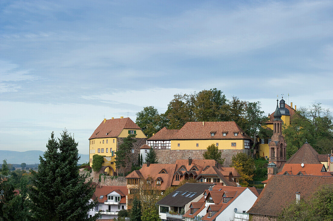 Mahlberg castle under clouded sky, Mahlberg, Ortenau, Black Forest, Baden-Wuerttemberg, Germany, Europe