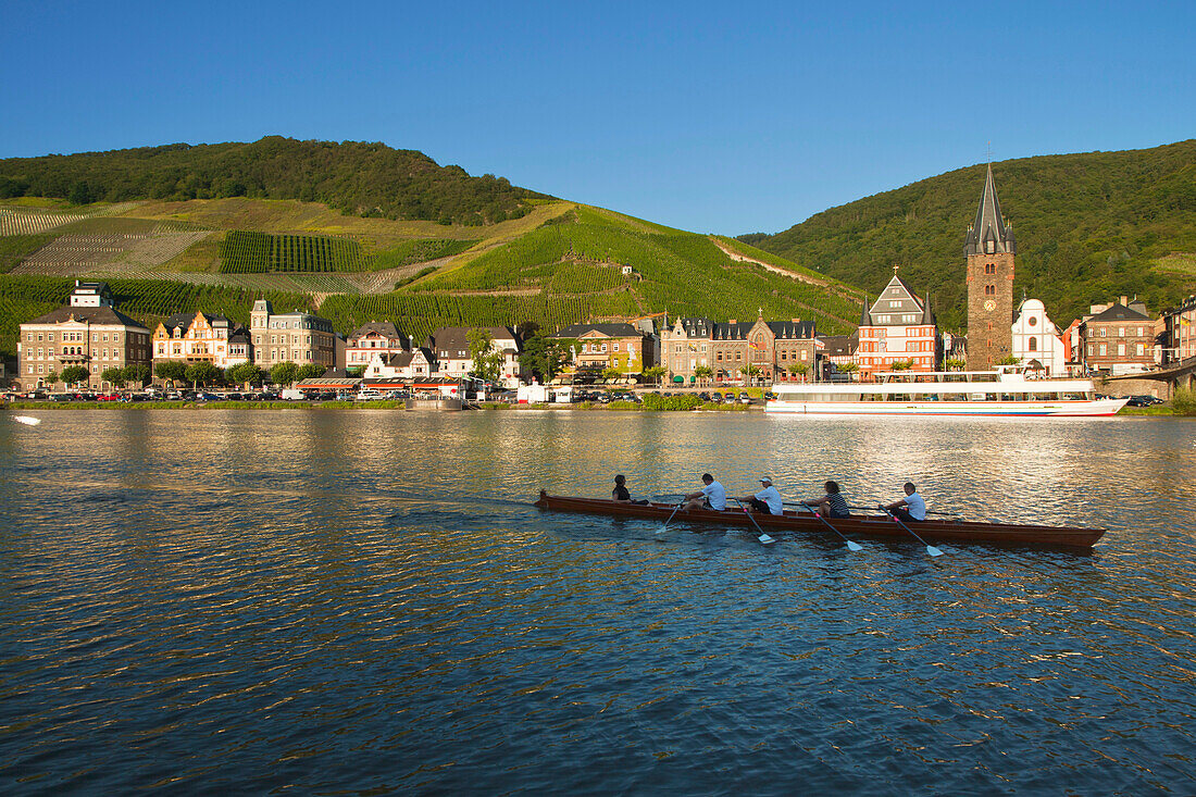 Rowboat, Bernkastel-Kues, Mosel river, Rhineland-Palatinate, Germany