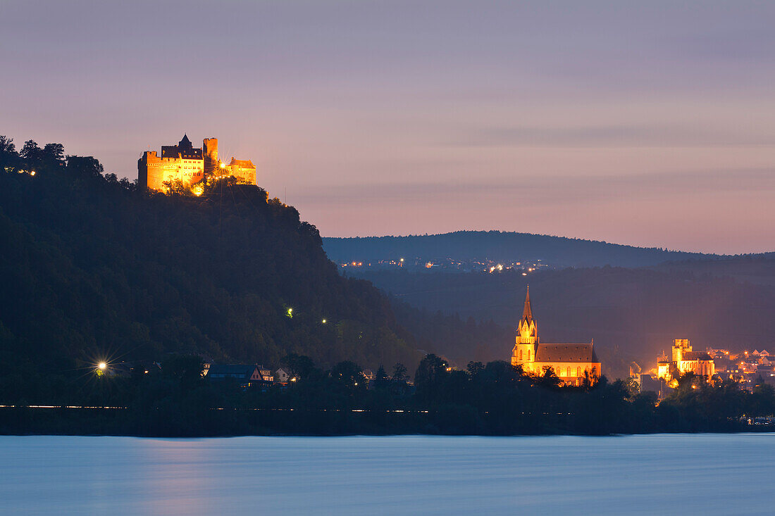 Schoenburg castle and Liebfrauenkirche, Oberwesel, Rhine river, Rhineland-Palatinate, Germany