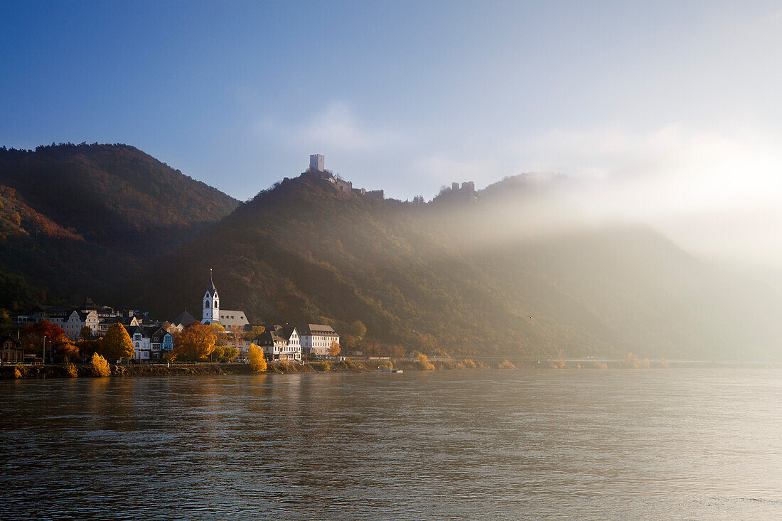 Kamp-Bornhofen with Sterrenberg and Liebenstein castles, Unesco World Cultural Heritage, Rhine river, Rhineland-Palatinate, Germany