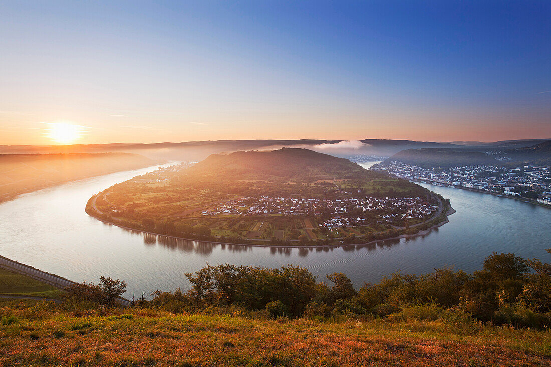 Rheinschleife bei Boppard, Rhein, Rheinland-Pfalz, Deutschland