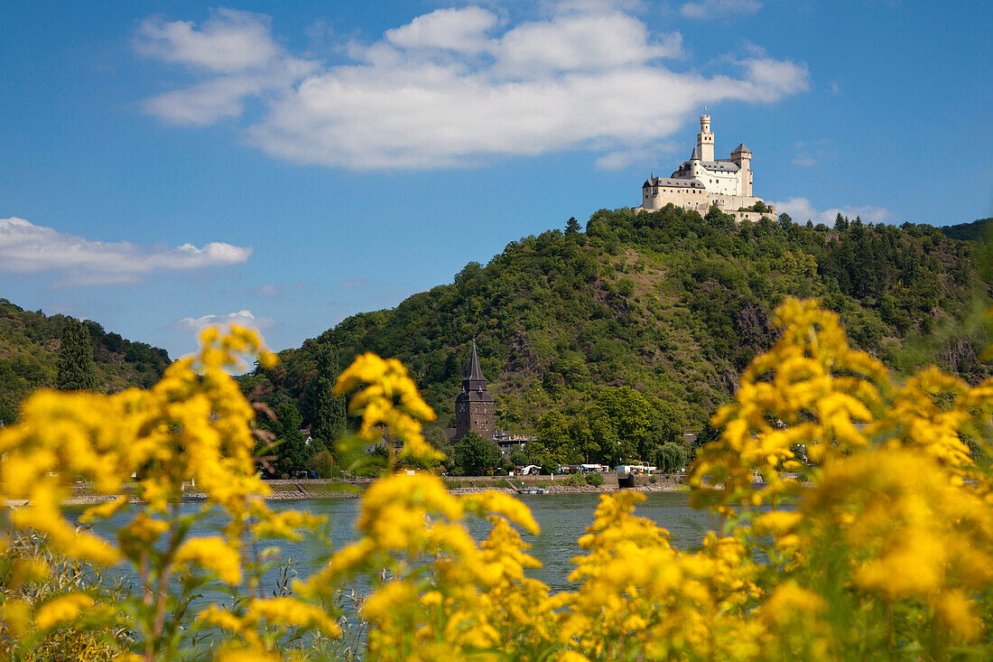Marksburg castle, Unesco World Cultural Heritage Site, near Braubach, Rhine river, Rhineland-Palatinate, Germany