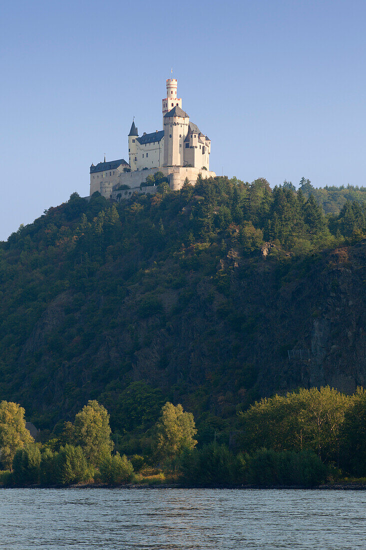 Marksburg castle, Unesco World Cultural Heritage, near Braubach, Rhine river, Rhineland-Palatinate, Germany