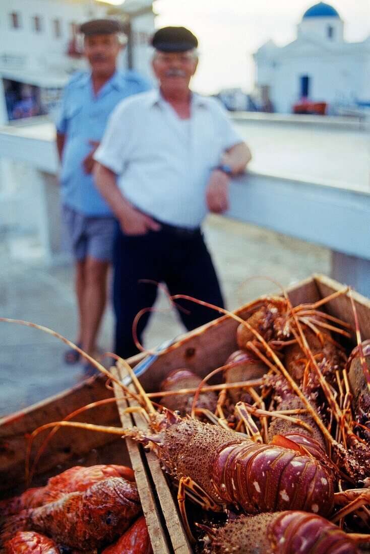 Fishermen  Mikonos  Cyclades Islands  Greece.