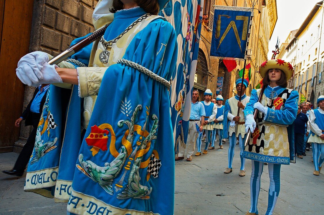 Parade during Palio traditional festival  Siena  Tuscany, Italy.