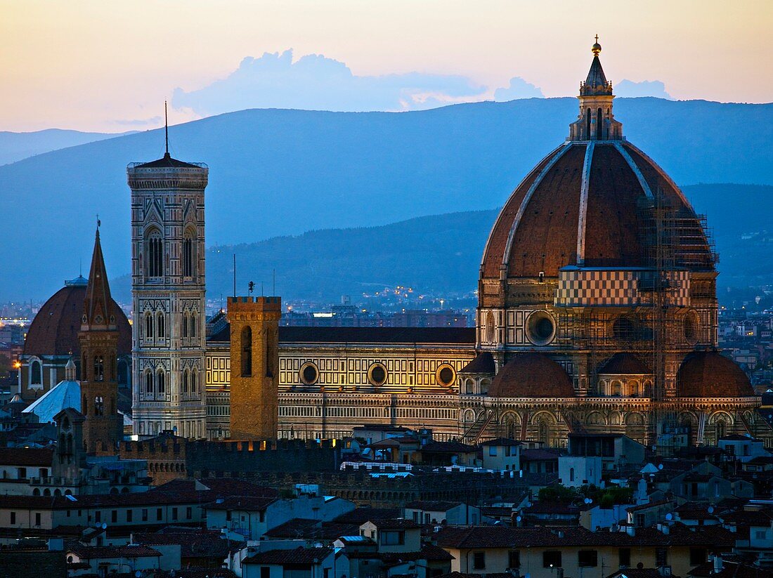 Florence and Duomo  Santa Maria del Fiore, view from Piazzale Michelangelo, Florence  Tuscany, Italy.