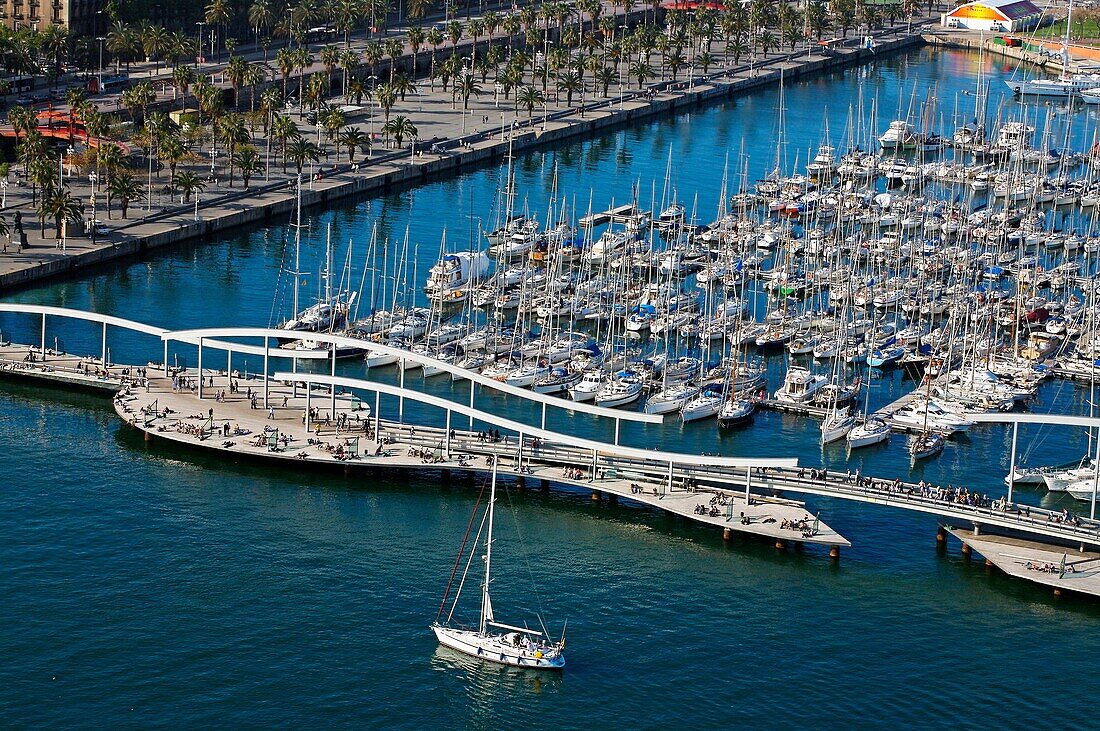 Rambla de Mar, Port Vell  Barcelona  Catalonia  Spain.