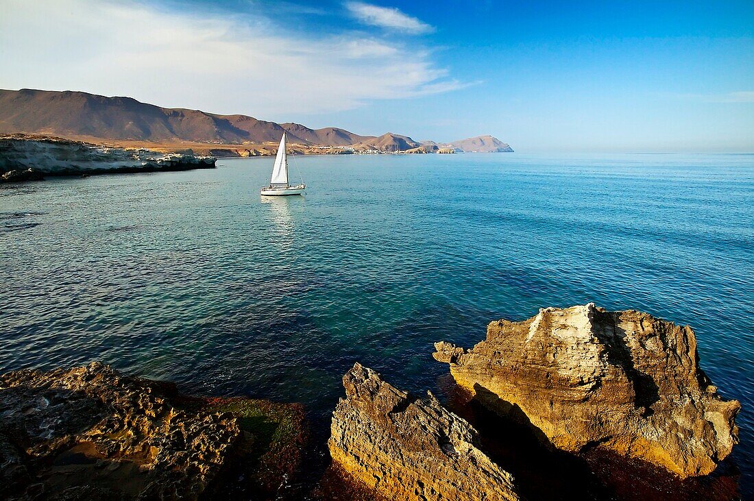 Los Escullos Natural Reserve of Cabo de Gata-Nijar, Almeria province, Andalusia, Spain.