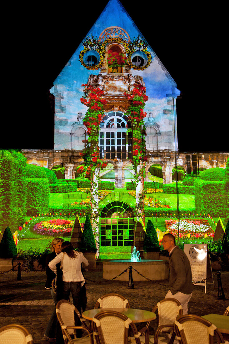 Luminous Decoration Of The Facade Of The Saint-Etienne Chapel, Beaune, Cote D'Or (21), Burgundy, France