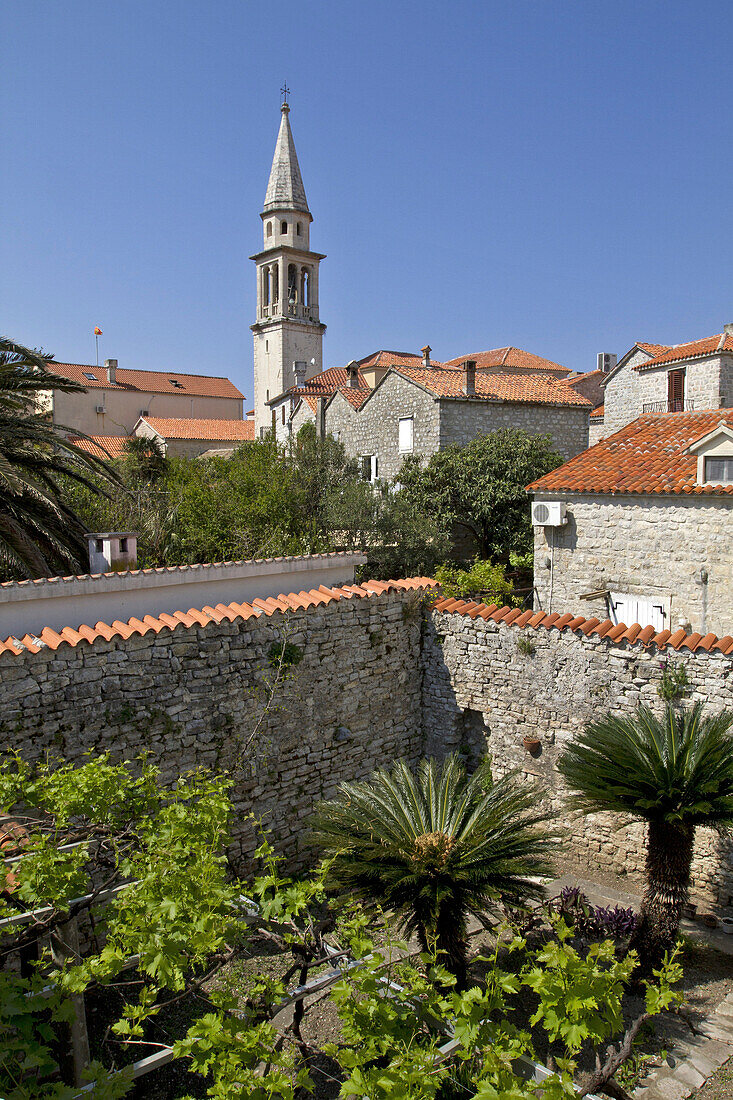 Enclosed Garden, Old Fortified Town Of Budva (Stari Grad), Adriatic Coast, Montenegro, Europe