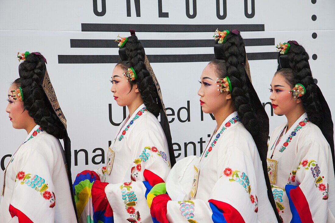 Korea,Seoul,Women in Traditional Dance Costume