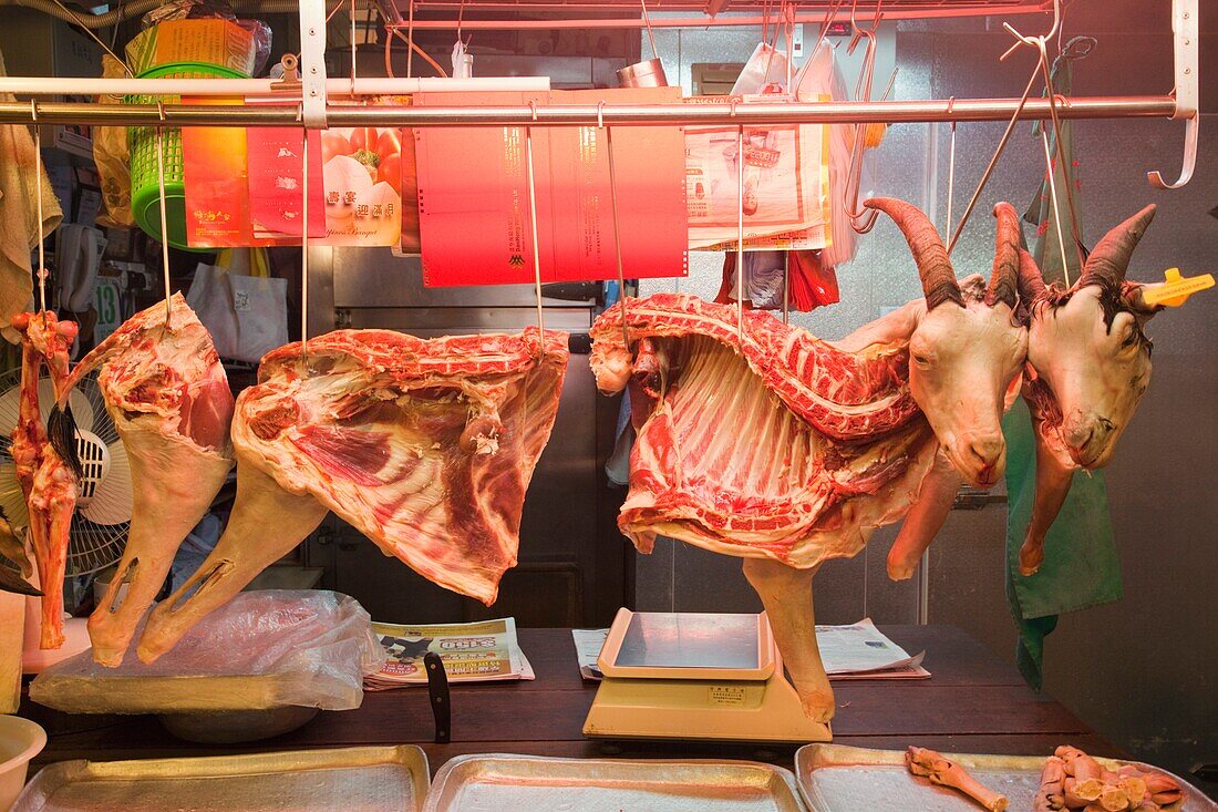 China,Hong Kong,Meat Shop,Goat Meat Display