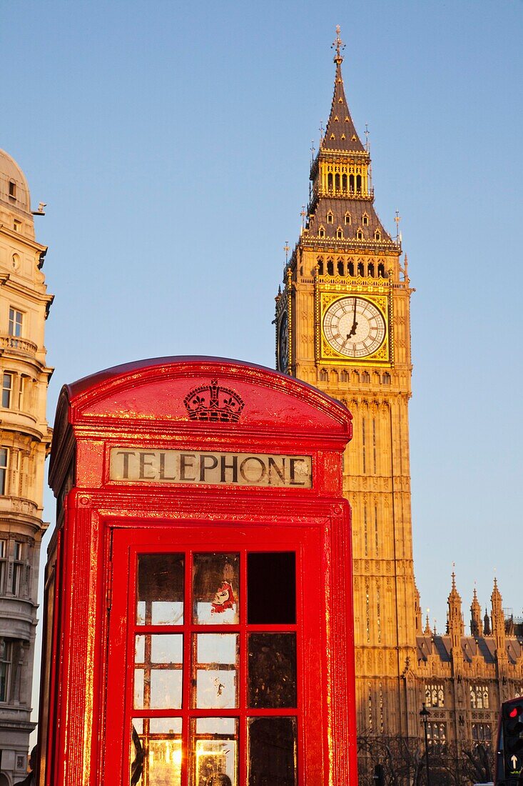 England,London,Westminster,Red Telephone Box and Big Ben
