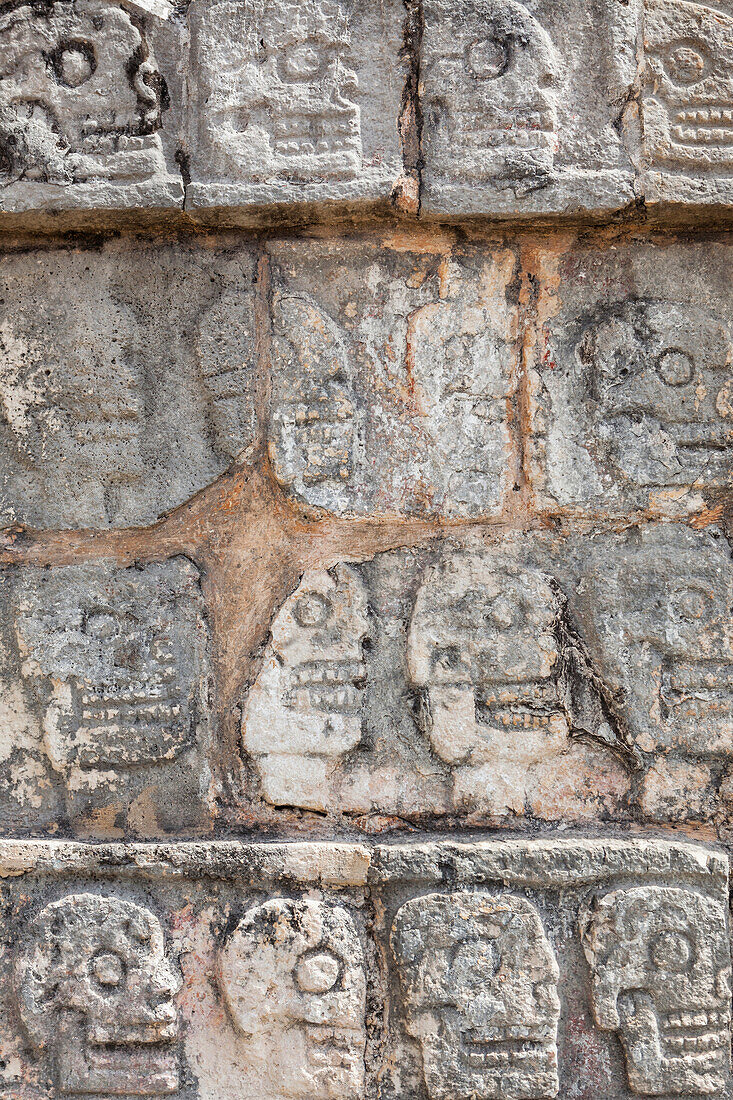 Tzompantli or Platform of the skulls at Chichen Itza, Quintana Roo, Mexico