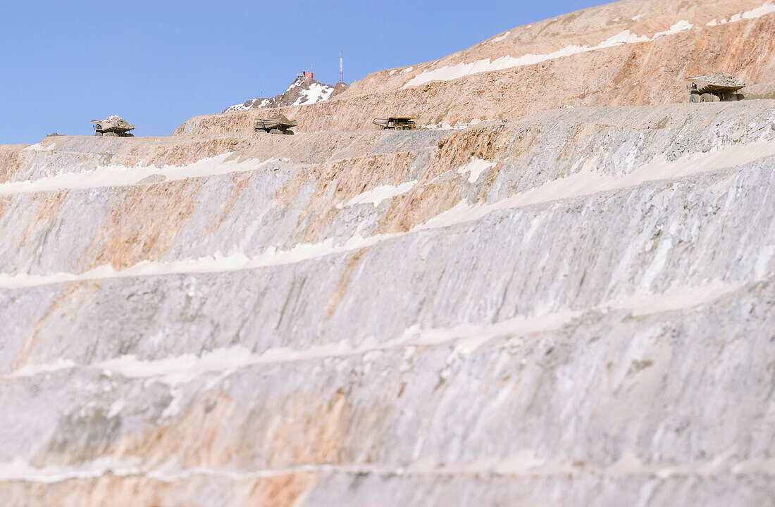 The Los Pelambres copper mine is the world's fifth largest copper mine, an open cast pit near Santiago.