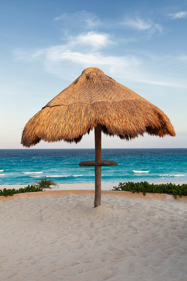 Sunshade on the beach at Cancun, Yucatan Peninsula, Quintana Roo, Mexico