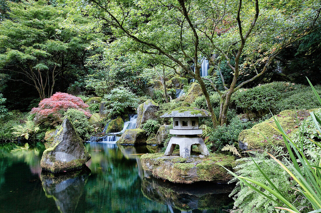Heavenly Fall, Portland Oregon Japanese Garden, provides a quiet place of contemplation.  The Japanese Garden in Portland is a 5.5 acre garden and retreat.  Said to be one of the most authentic Japanese Garden's outside of Japan, the rolling terrain and w