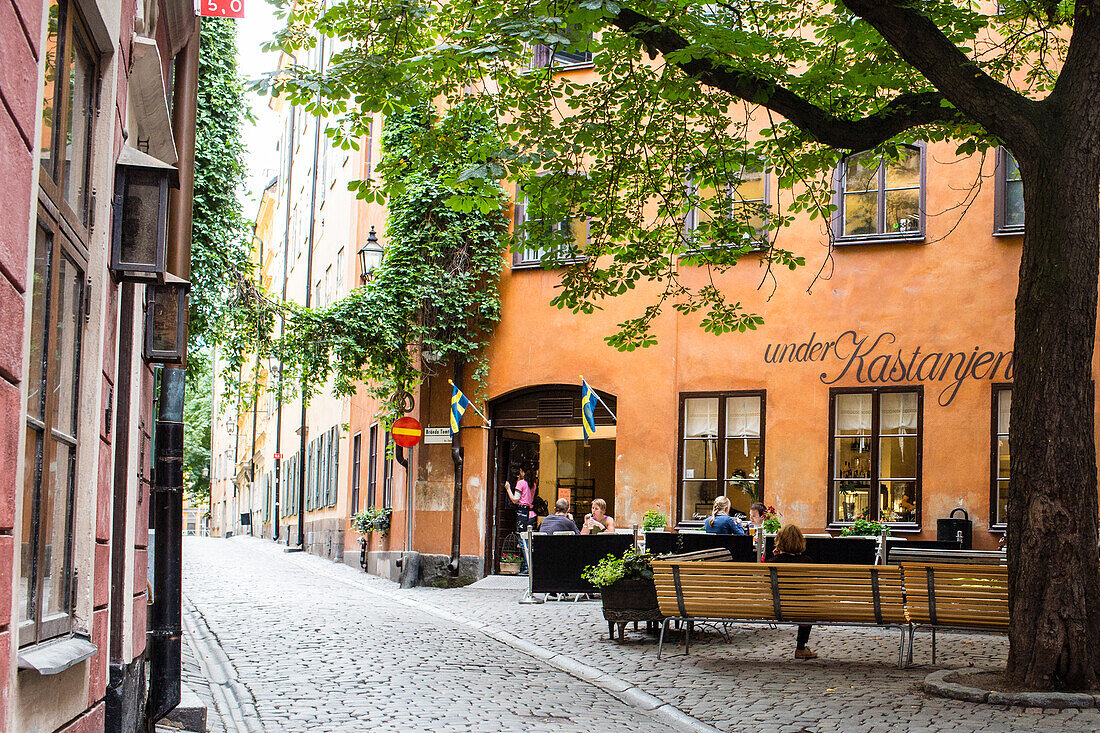 A street cafe at Gamla stan, Stockholm, Sweden, Europe