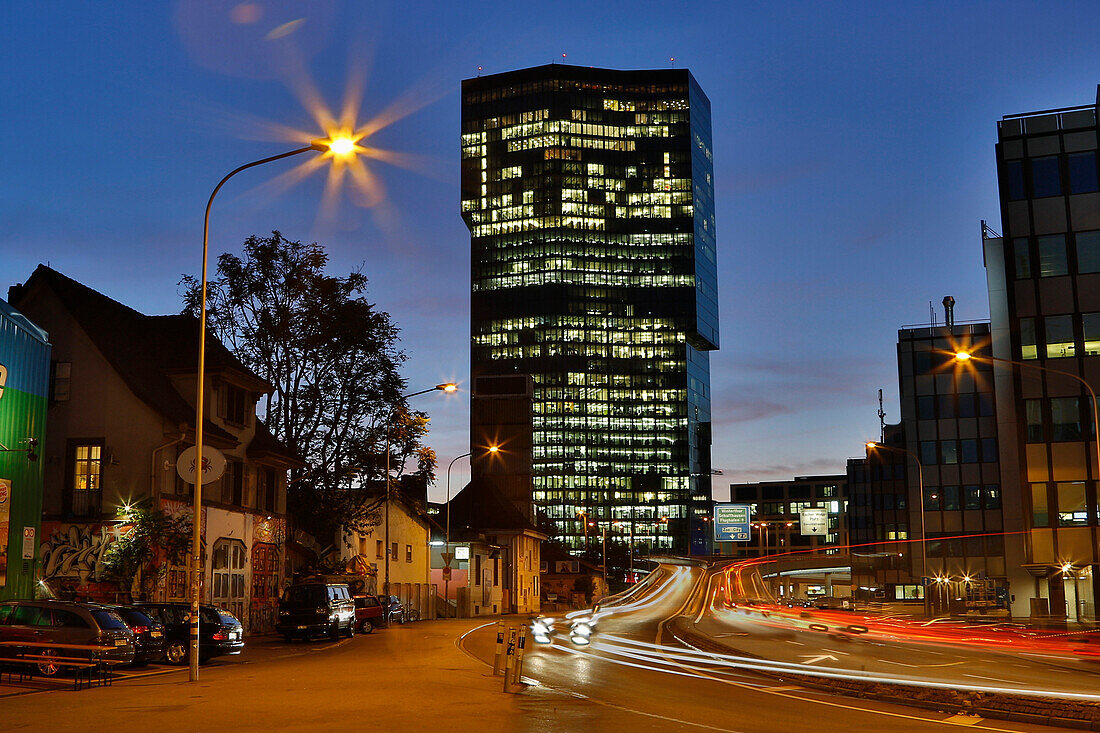 The Prime Tower at night, Zurich, Switzerland, Europe