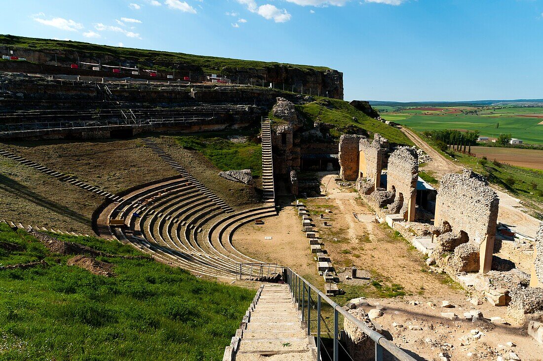 Roman theatre, archaeological site of Clunia Sulpicia, Burgos, Castilla y Leon, Spain, Europe