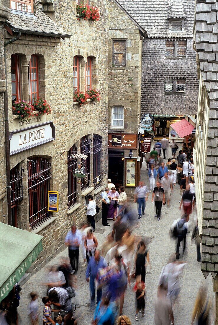 Hauptstraße von Mont St-Michel, Bucht von Mont-Saint-Michel, Departement Manche, Region Normandie, Frankreich, Europa