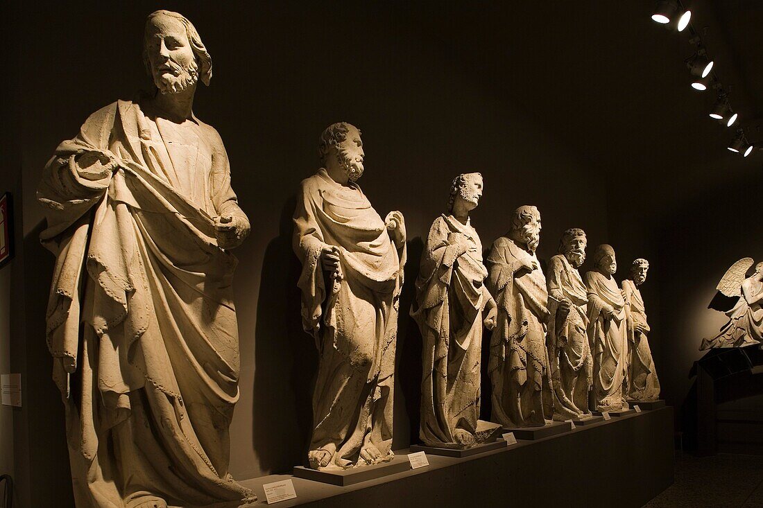 europe, italy, tuscany, siena, museum opera metropolitana, statues of the school of giovanni pisano representing the apostles