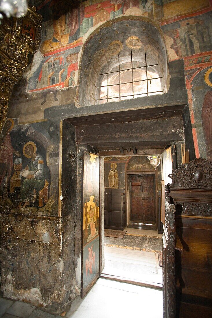 europe, greece, dodecanese, patmos island, chora, monastery of saint john theologian, the church