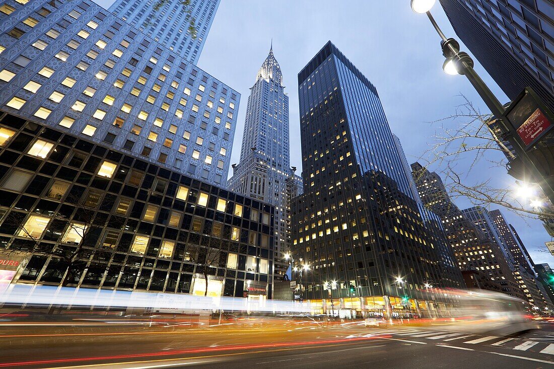 Chrysler Building at dusk at 42nd St and Lexington Avenue, New York City, United States of America