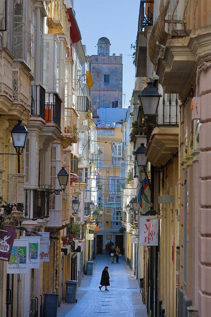 Calle José del Toro in old Town,Cádiz, Andalusia, Spain