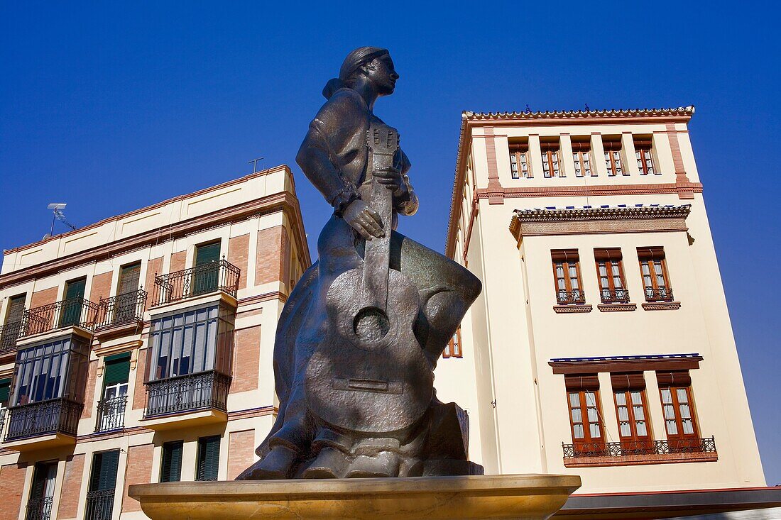 Statue, tribute to the Flamenco, Triana district, Seville, Andalusia, Spain, Europe