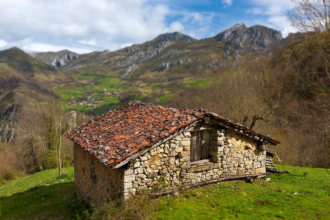 View from the slopes of Picu´l Vasu on the western edge of the Picos Europa National Park near Amieva, Asturias, Spain