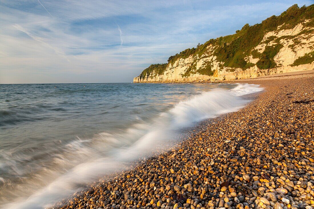 Beach in Beer, Lyme Bay, Jurassic Coast part of the South West Coastal Path, Devon, England, UK