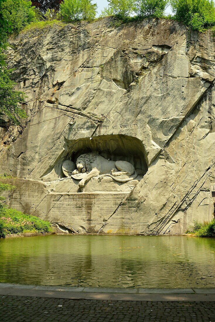 Lion monument at the entrance of the glacier garden, Lucerne, Switzerland