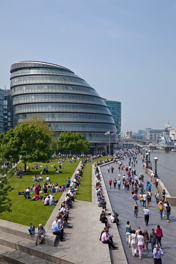 The London Assembly Building City Hall and River Thames Walk, London, England