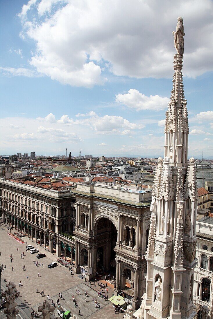 Panoramic view from Duomo Cathedral of Milan, Italy, Europe